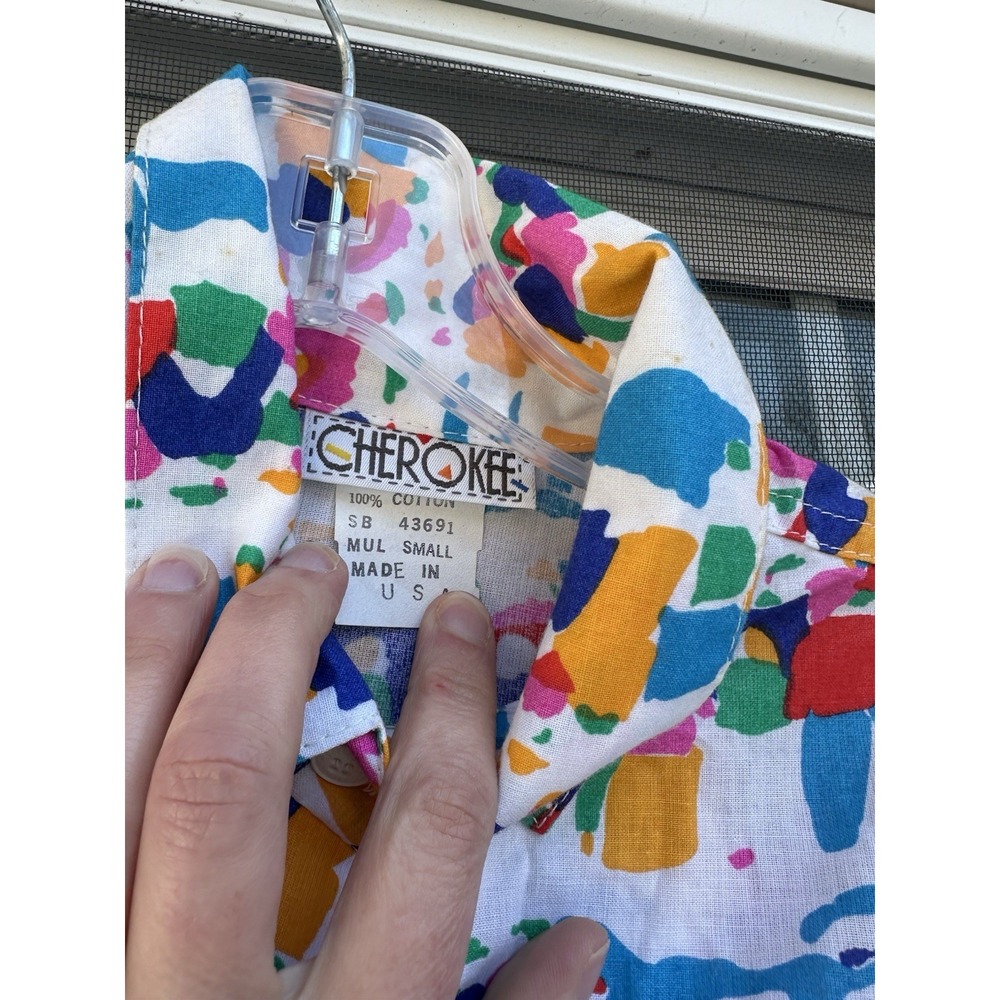 Vintage 90s Cherokee Cotton Causal Button-Up Shirt Small NWT - Picture 3 of 4